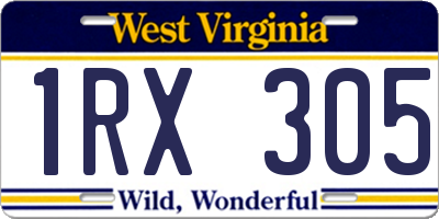 WV license plate 1RX305