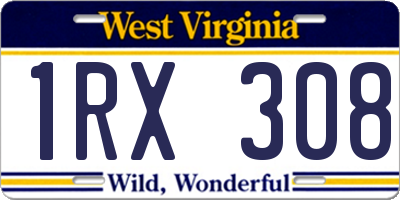WV license plate 1RX308