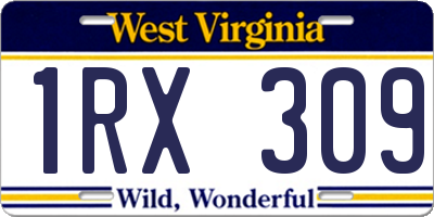 WV license plate 1RX309