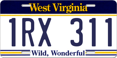 WV license plate 1RX311