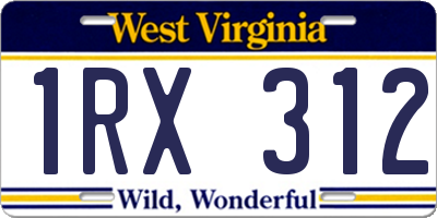 WV license plate 1RX312