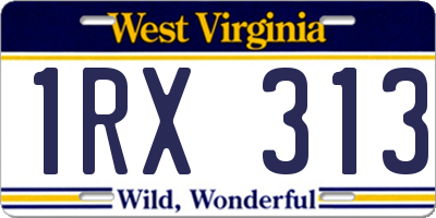 WV license plate 1RX313