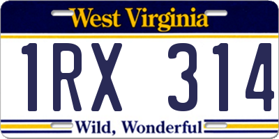 WV license plate 1RX314