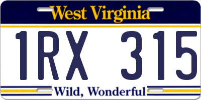 WV license plate 1RX315
