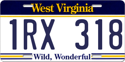 WV license plate 1RX318
