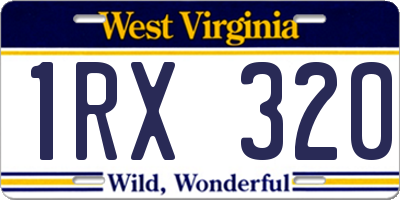 WV license plate 1RX320