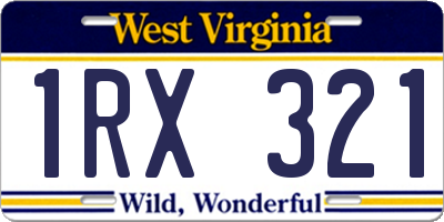 WV license plate 1RX321