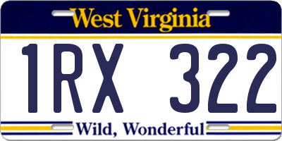 WV license plate 1RX322
