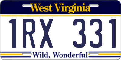 WV license plate 1RX331