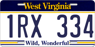 WV license plate 1RX334
