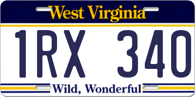 WV license plate 1RX340