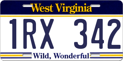 WV license plate 1RX342