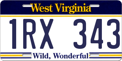 WV license plate 1RX343