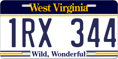 WV license plate 1RX344