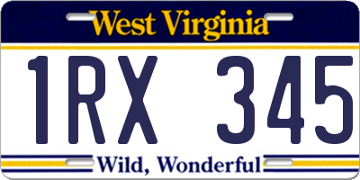 WV license plate 1RX345