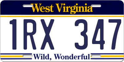 WV license plate 1RX347