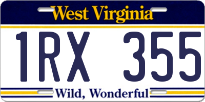 WV license plate 1RX355