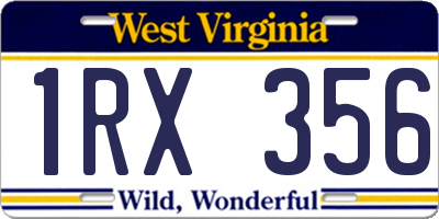 WV license plate 1RX356