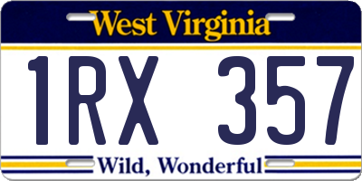 WV license plate 1RX357