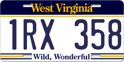 WV license plate 1RX358