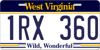 WV license plate 1RX360