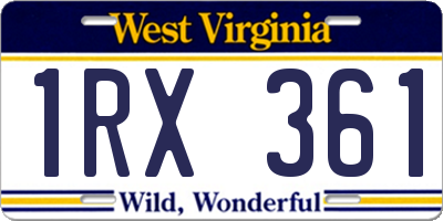 WV license plate 1RX361