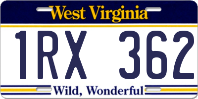 WV license plate 1RX362