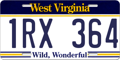 WV license plate 1RX364