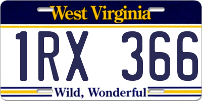 WV license plate 1RX366