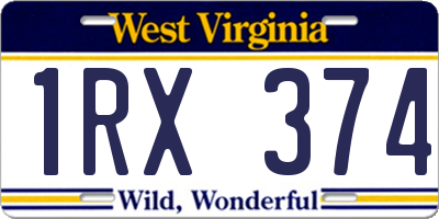 WV license plate 1RX374