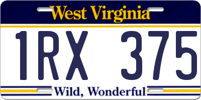 WV license plate 1RX375
