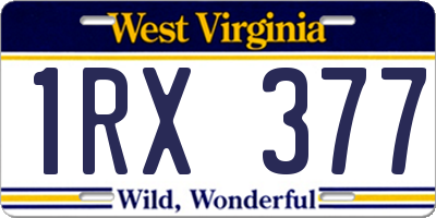WV license plate 1RX377