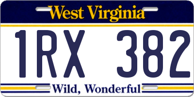 WV license plate 1RX382