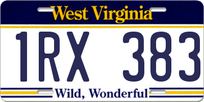 WV license plate 1RX383