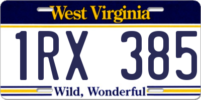 WV license plate 1RX385