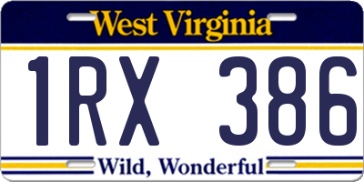 WV license plate 1RX386