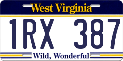 WV license plate 1RX387