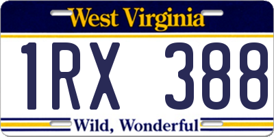 WV license plate 1RX388