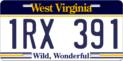 WV license plate 1RX391