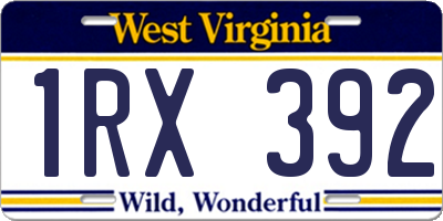 WV license plate 1RX392