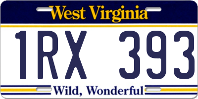 WV license plate 1RX393