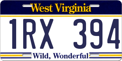 WV license plate 1RX394