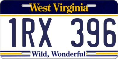 WV license plate 1RX396