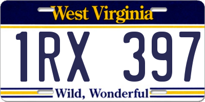 WV license plate 1RX397