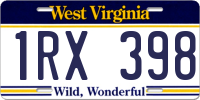 WV license plate 1RX398