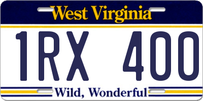WV license plate 1RX400