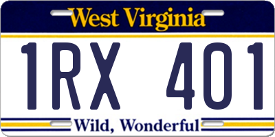 WV license plate 1RX401