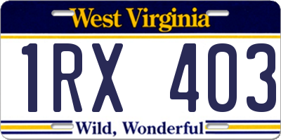 WV license plate 1RX403