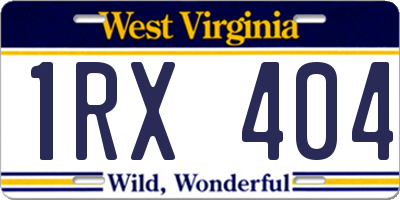 WV license plate 1RX404
