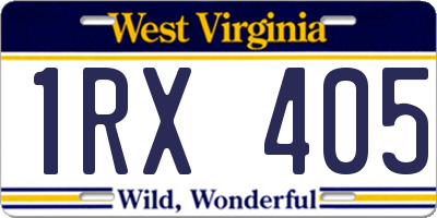 WV license plate 1RX405